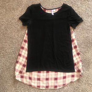 Francesca's Black and Plaid Blouse